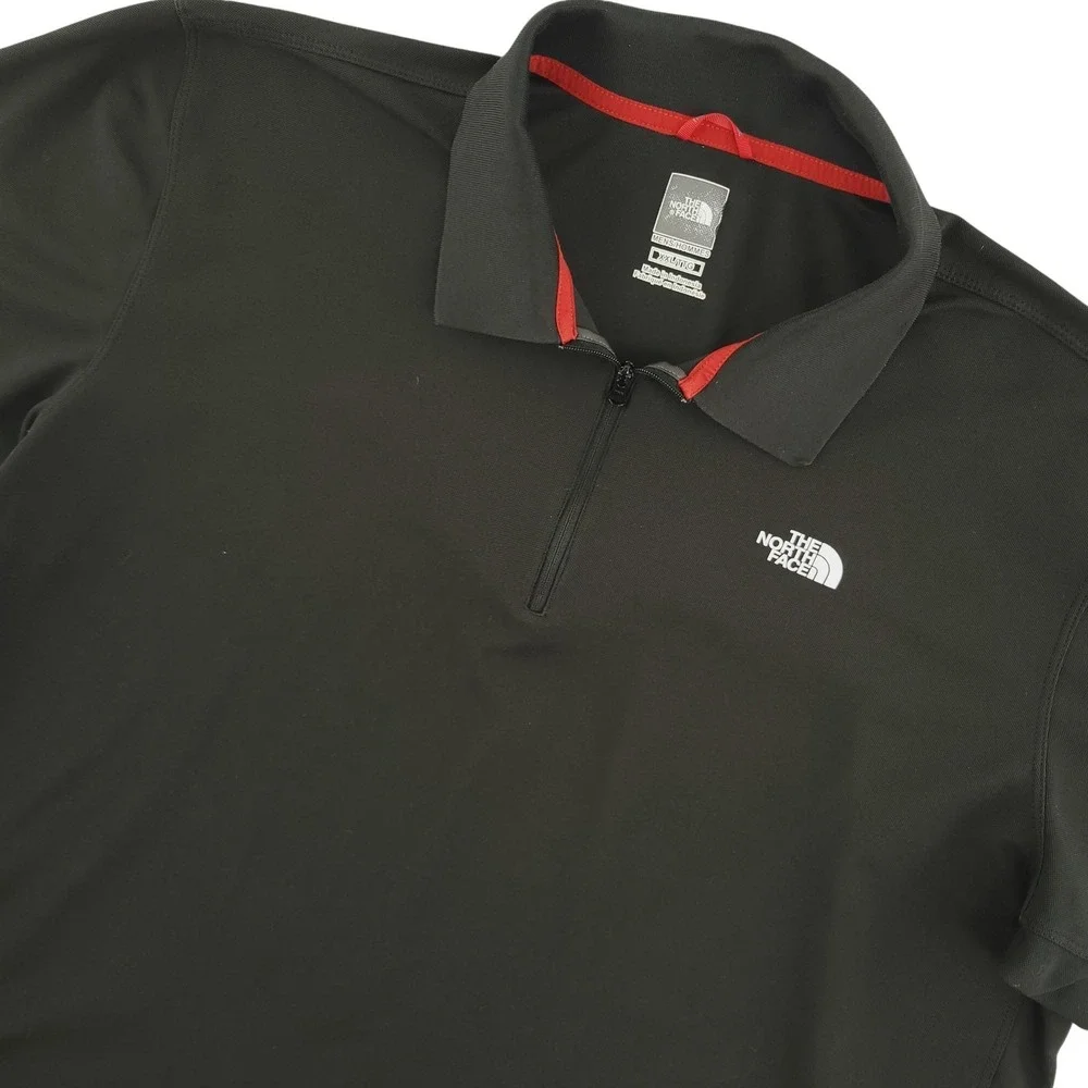 The North Face Polo Shirt Mens 2XL Short Black 1/4 Zip Performance Stretch